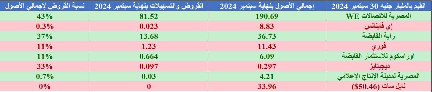 ديون المصرية للاتصالات وديون فوري وديون راية القابضة وديون إي فاينانس (ديون شركات التكنولوجيا)