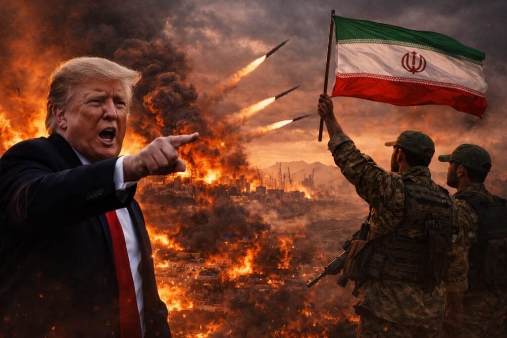 ترامب يتوعد بـ”فناء حضارة كاملة خلال ساعات”.. وإيران ترفع راية التحدي7 أبريل 2026 - 9:11 مساءً ترامب يتوعد بـ"فناء حضارة كاملة خلال ساعات".. وإيران ترفع راية التحدي