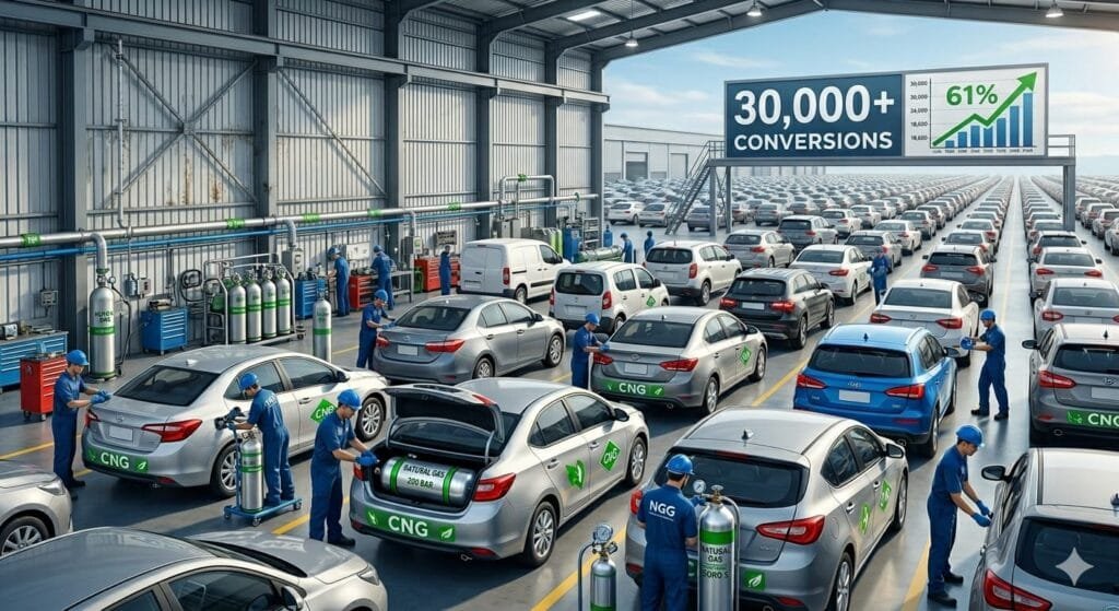 تحويل 30 ألف سيارة للعمل بالغاز الطبيعي في 2025 بنمو 61%8 أبريل 2026 - 9:01 مساءً تحويل 30 ألف سيارة للعمل بالغاز الطبيعي في 2025 بنمو 61%